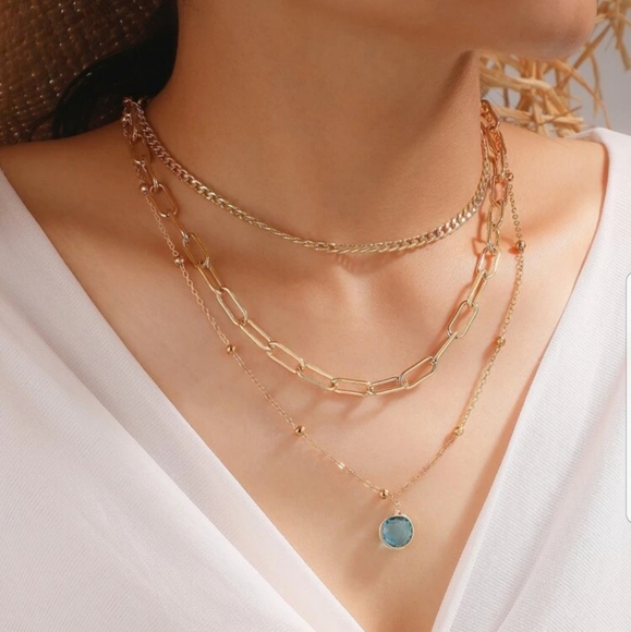 Nikkiwallflower Jewelry - *Aviva* Blue Stone Layered Necklace